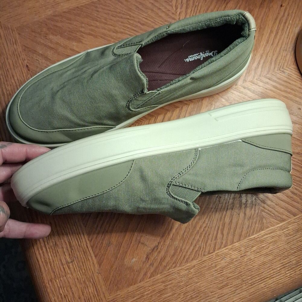 Dearforms Womens Green Canvas Slip On Flats Loafer Size 10 US 8 UK 10 AU Comfort - Picture 8 of 14